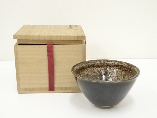 ANTIQUE JAPANESE TEA CEREMONY / TENMOKU TEA BOWL CHAWAN / 